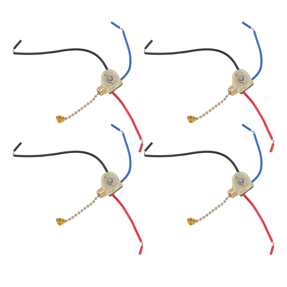 4Pcs Ceiling Fan Light Switch Replacement Lamp Pull Chain Switch 3 Wire Ceiling Fan Lamp Switch 250V 125V Gold