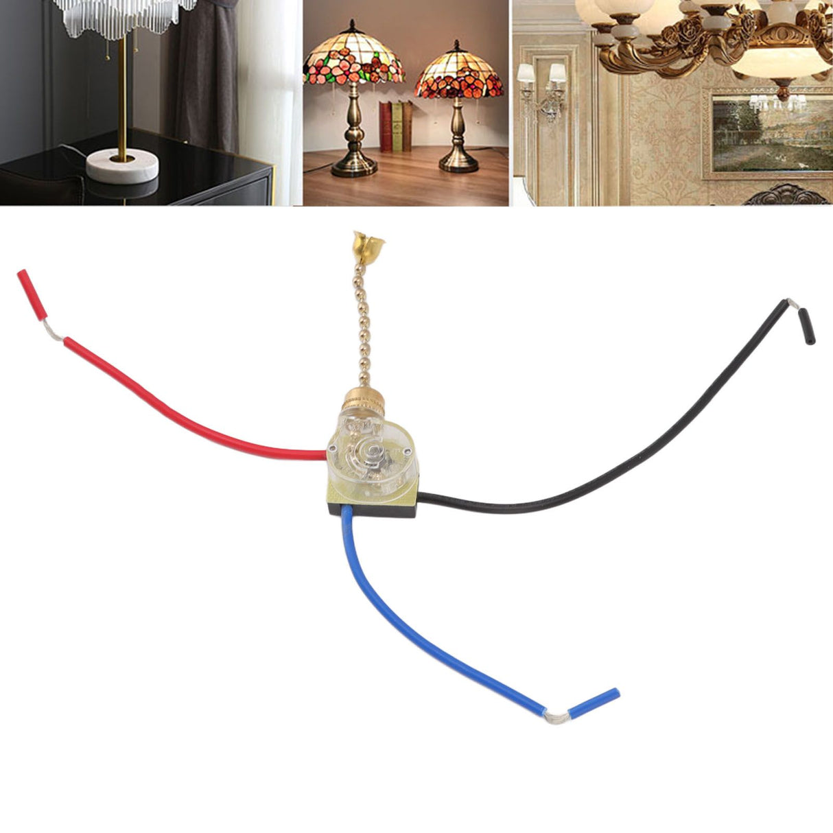 4Pcs Ceiling Fan Light Switch Replacement Lamp Pull Chain Switch 3 Wire Ceiling Fan Lamp Switch 250V 125V Gold