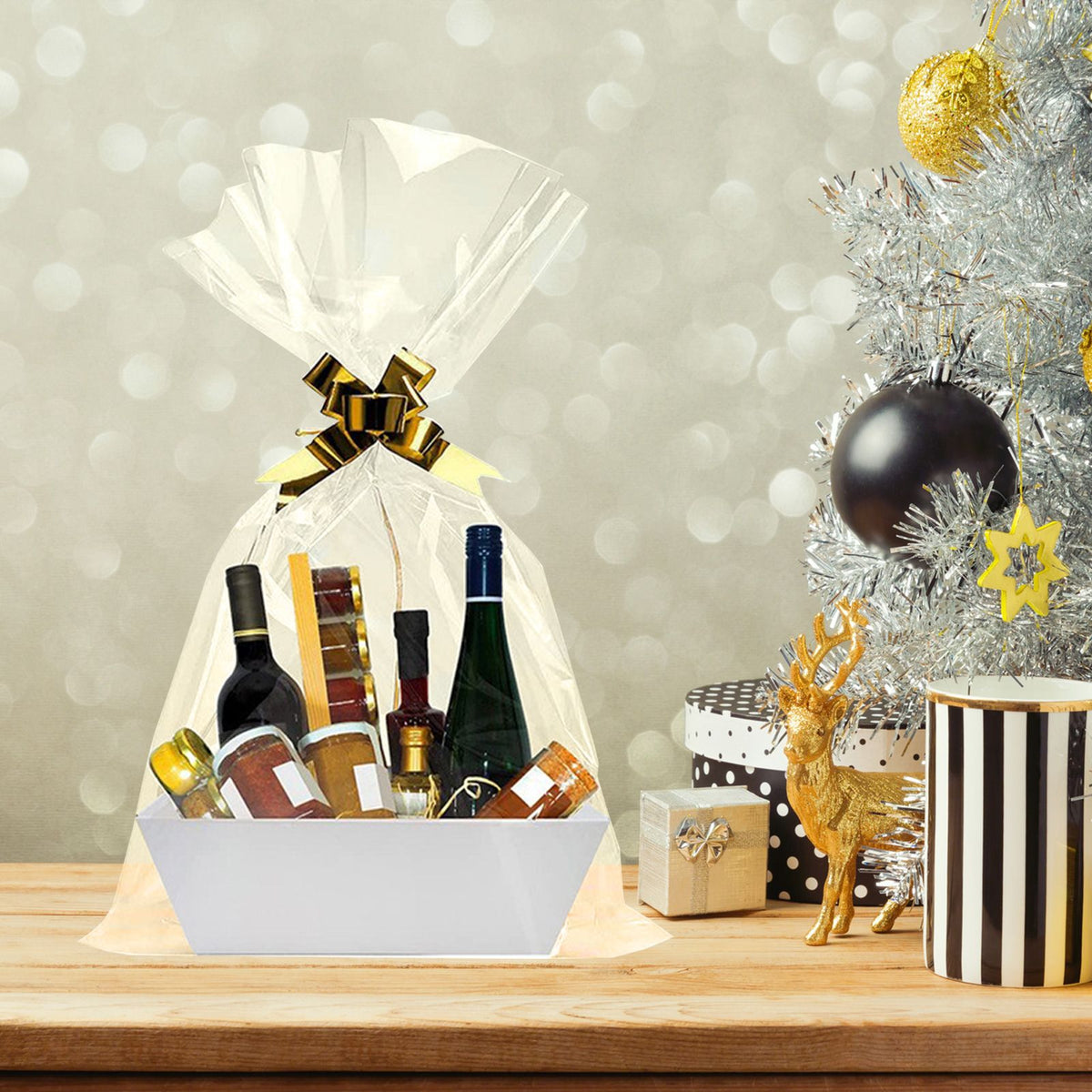 Empty Gift Basket with Handles Sturdy Tray Wine Gift Basket Party Favors Basket for Graduation Birthday Wedding
