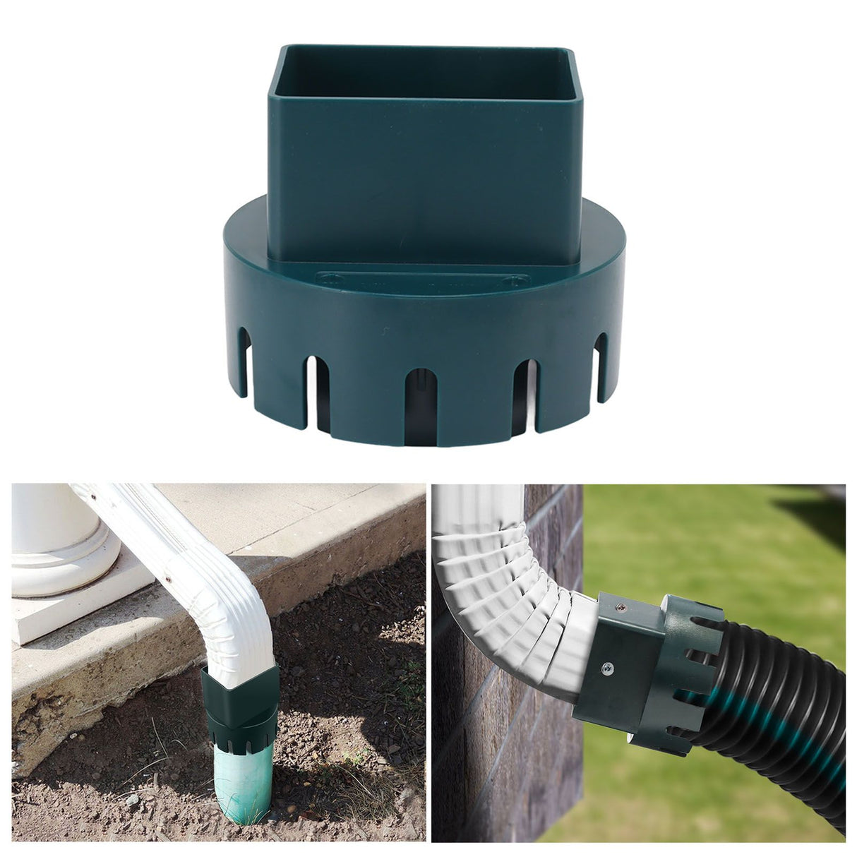 Downspout Adapter Plastic Drain Adapter Replacement Downpipe Converter Connector with Screws Green S 2x3in