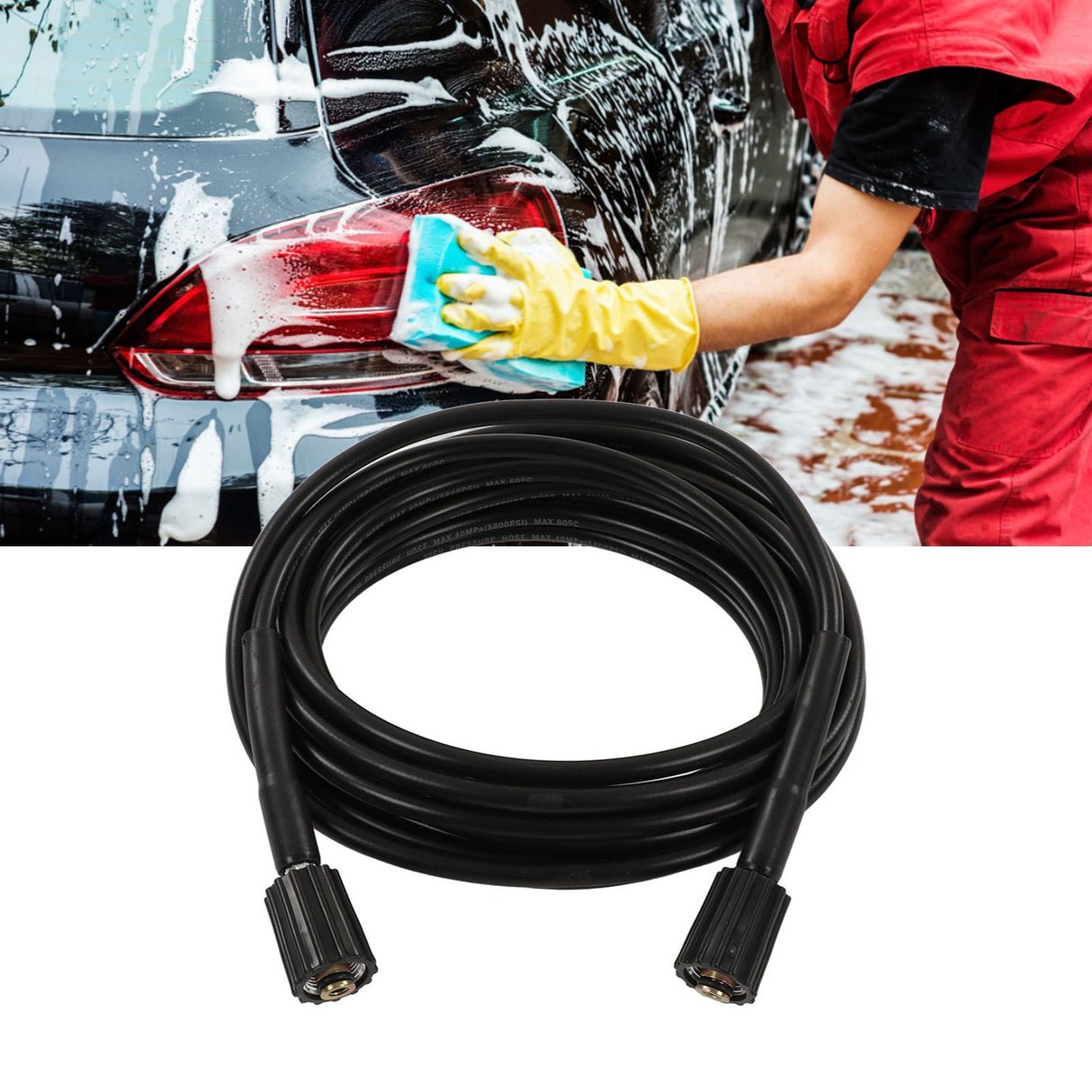 9m High Pressure Washer Hose Car Wash Hose Explosion Proof PVC Rubber Water Cleaning Extension Pipe 2 End M22 Insert 14MM