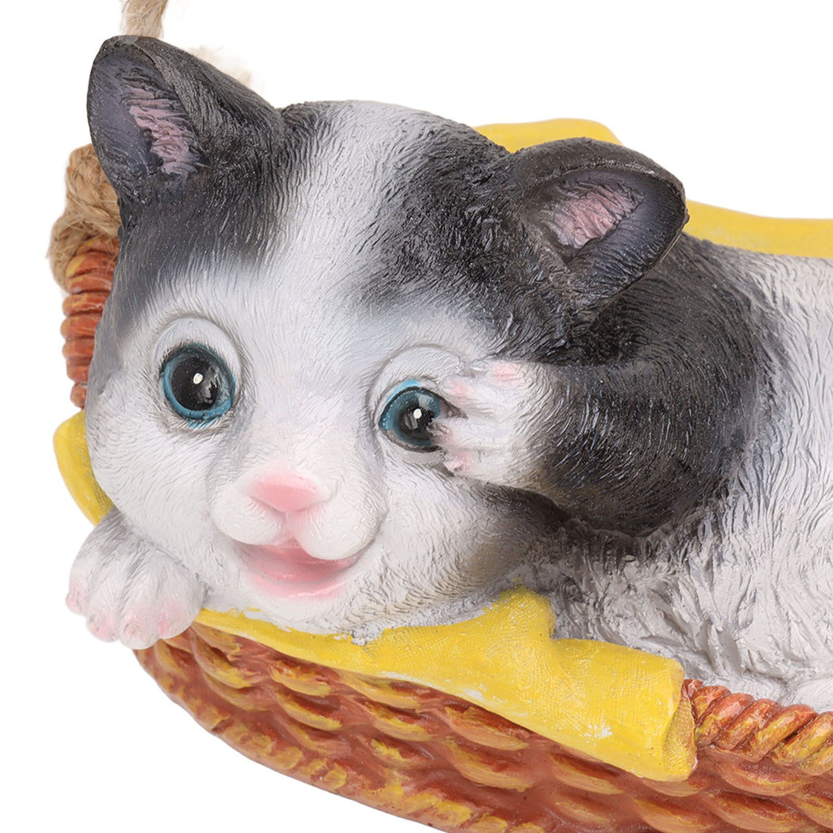 Cat Figurine Resin Kitten Statue Hanging Ornament Home Decoration for Outdoor Garden Black White Cat