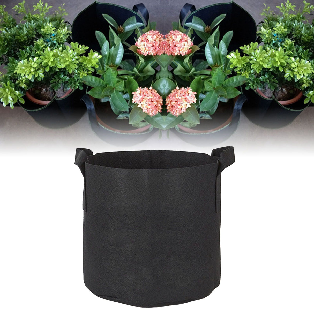 5pcs Grow Bag 5 Gallon Breathable Thickened Plant Fabric Pots with Handles for Trees Flowers Black