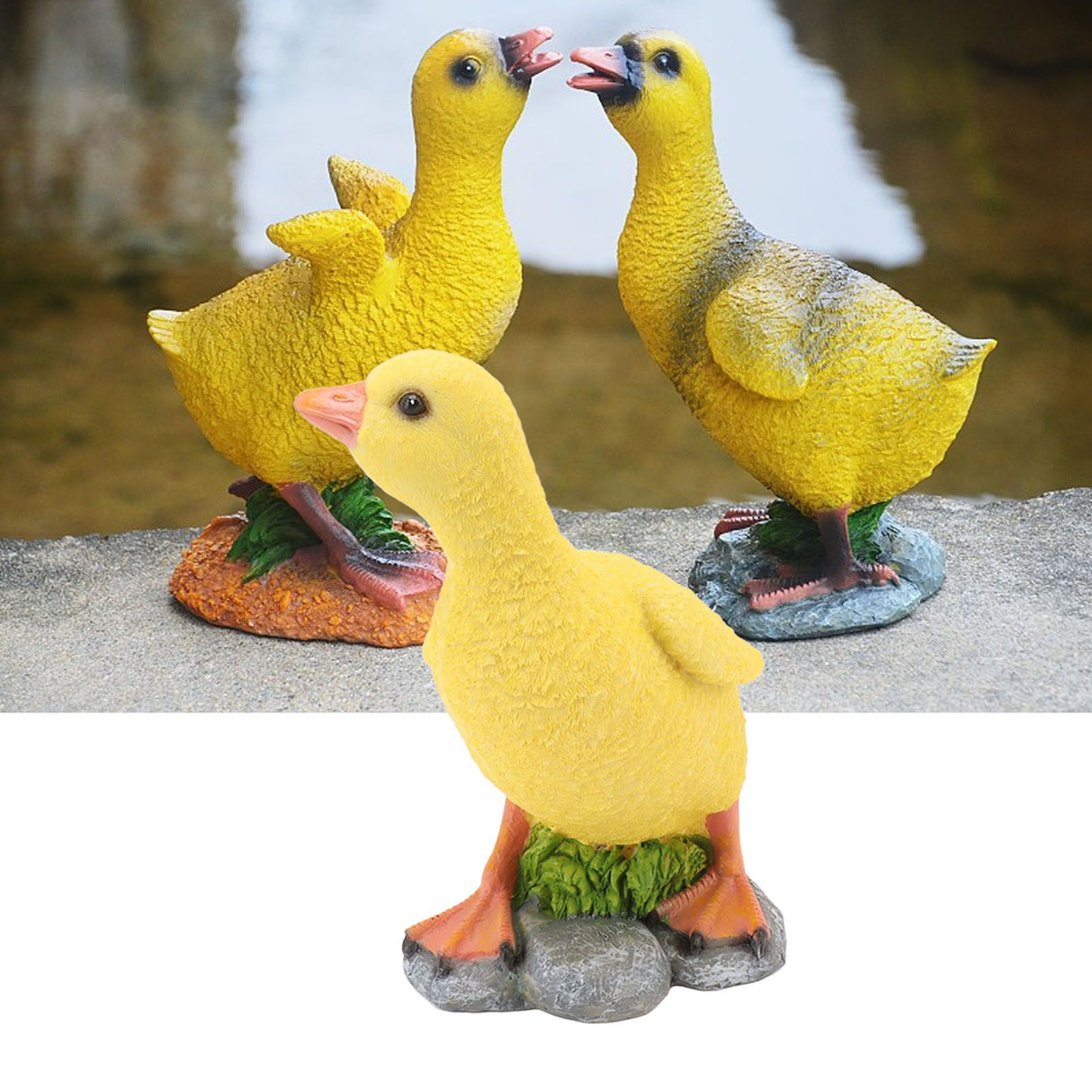 Garden Duck Statue Outdoor Yard Resin Cute Animal Lawn Figurine Patio Ornament Sculpture Art Yellow