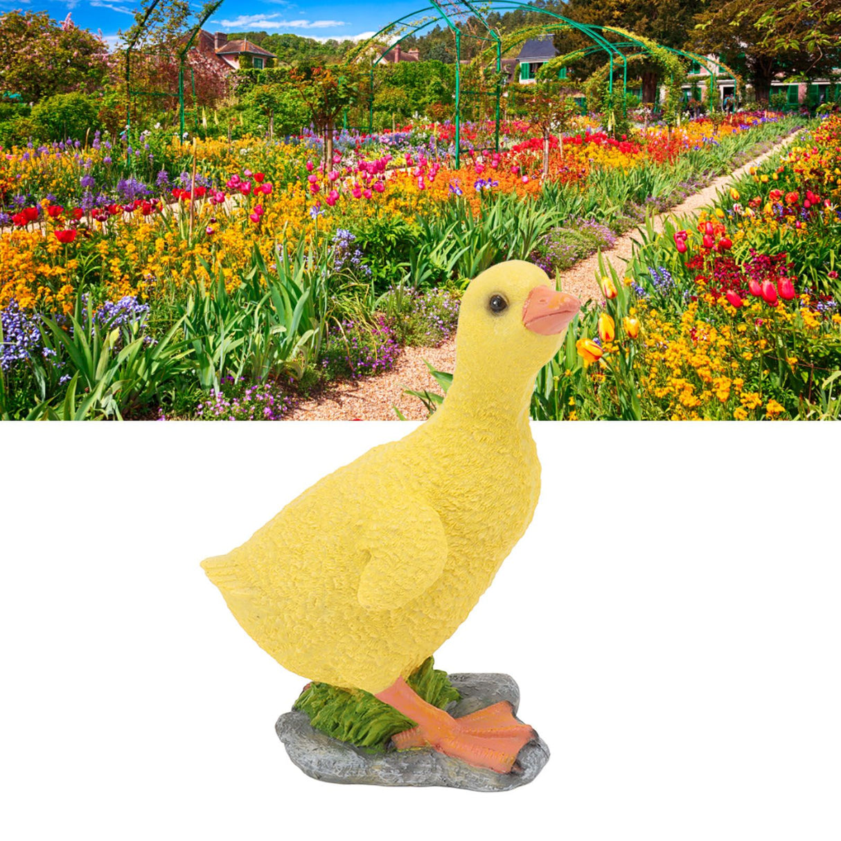 Garden Duck Statue Outdoor Yard Resin Cute Animal Lawn Figurine Patio Ornament Sculpture Art Yellow