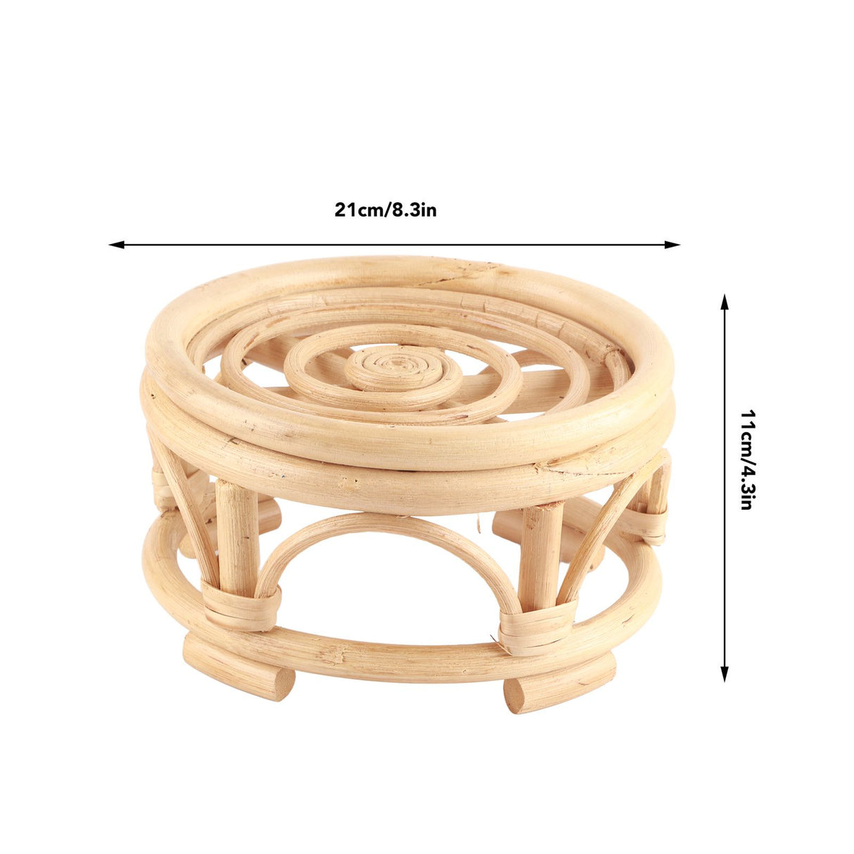 Rattan Indoor Plant Stand Round Shape Natural Plant Rack Handmade Rattan Planter Stand for Home Garden Yard Small