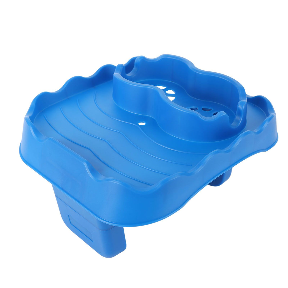 Hot Tub Table Tray with Drain Holes Anti Slip Adjustable Hot Tub Side Table for Swimming Pools SPA Bathtub Blue