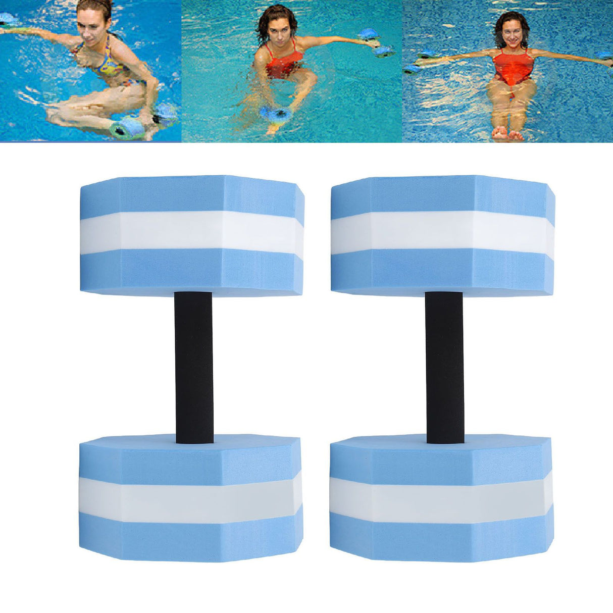 2Pcs High Density EVA Foam Dumbbell Set Aquatic Exercise Dumbbells for Men Women Indoor Swimming Pools Aerobic Fitness Rehabilitation Training Diamond Shaped Blue White Blue
