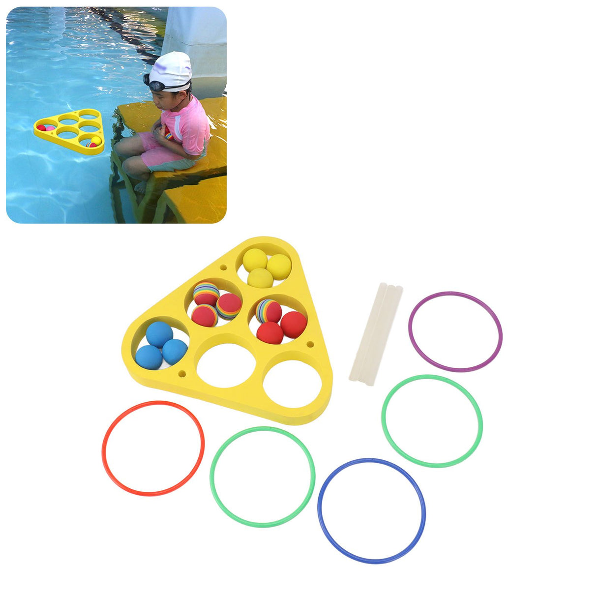 Ring Throw Pool Game Toy EVA Floating Foam with Balls for Kids Adults Water Sports Outdoor Party