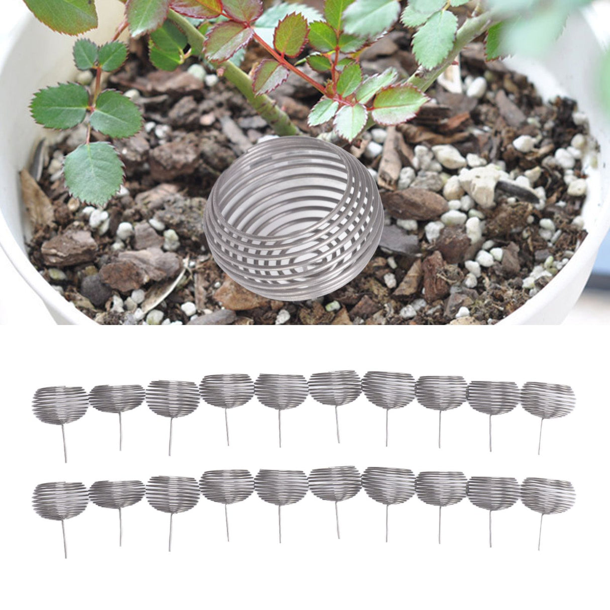 100pcs Bonsai Fertilizer Basket Stainless Steel Spherical Nutrition Box Tools for Succulent Orchid