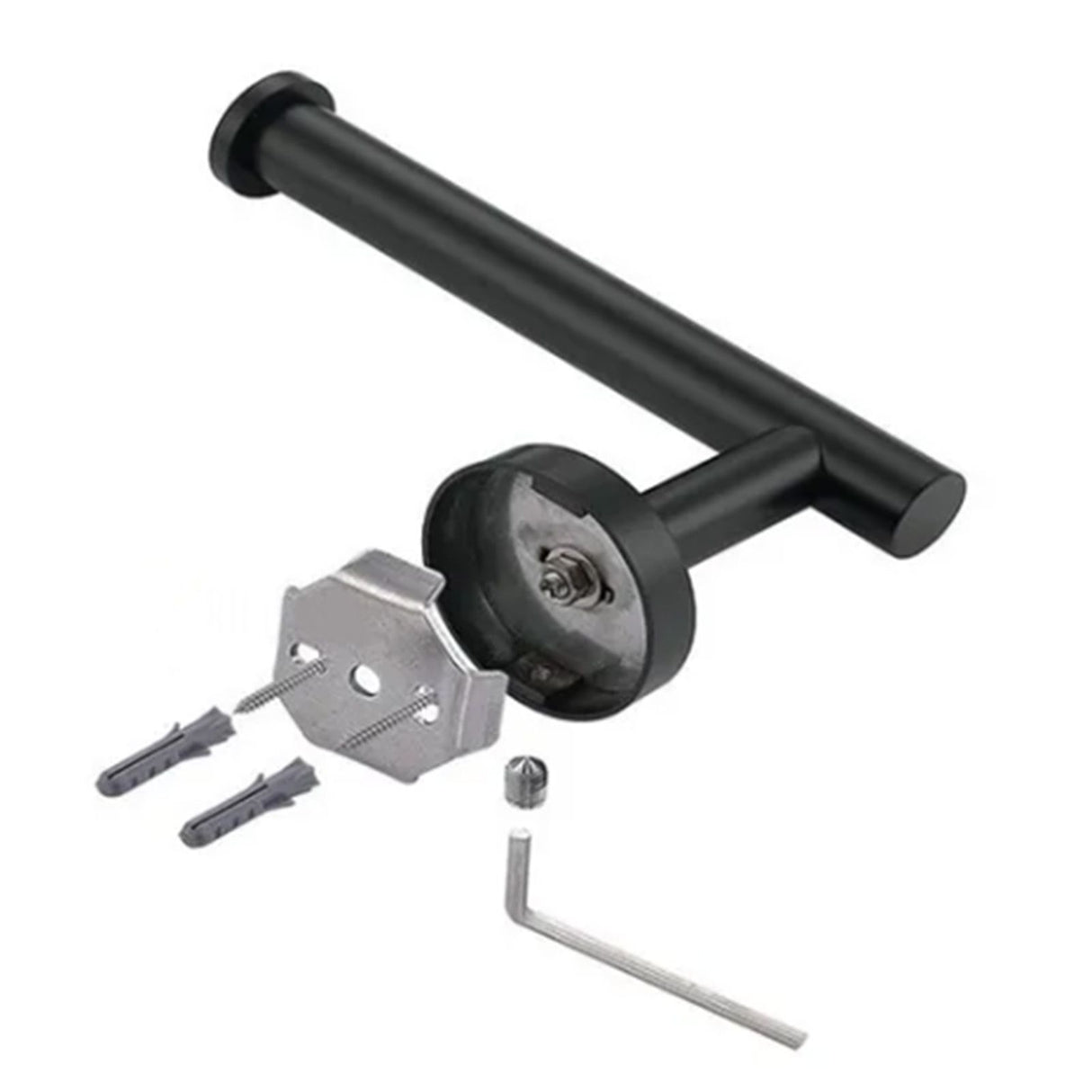 Paper Towel Holder Stainless Steel Black Matte Cylindrical Paper Towel Hanging Shelf for Home