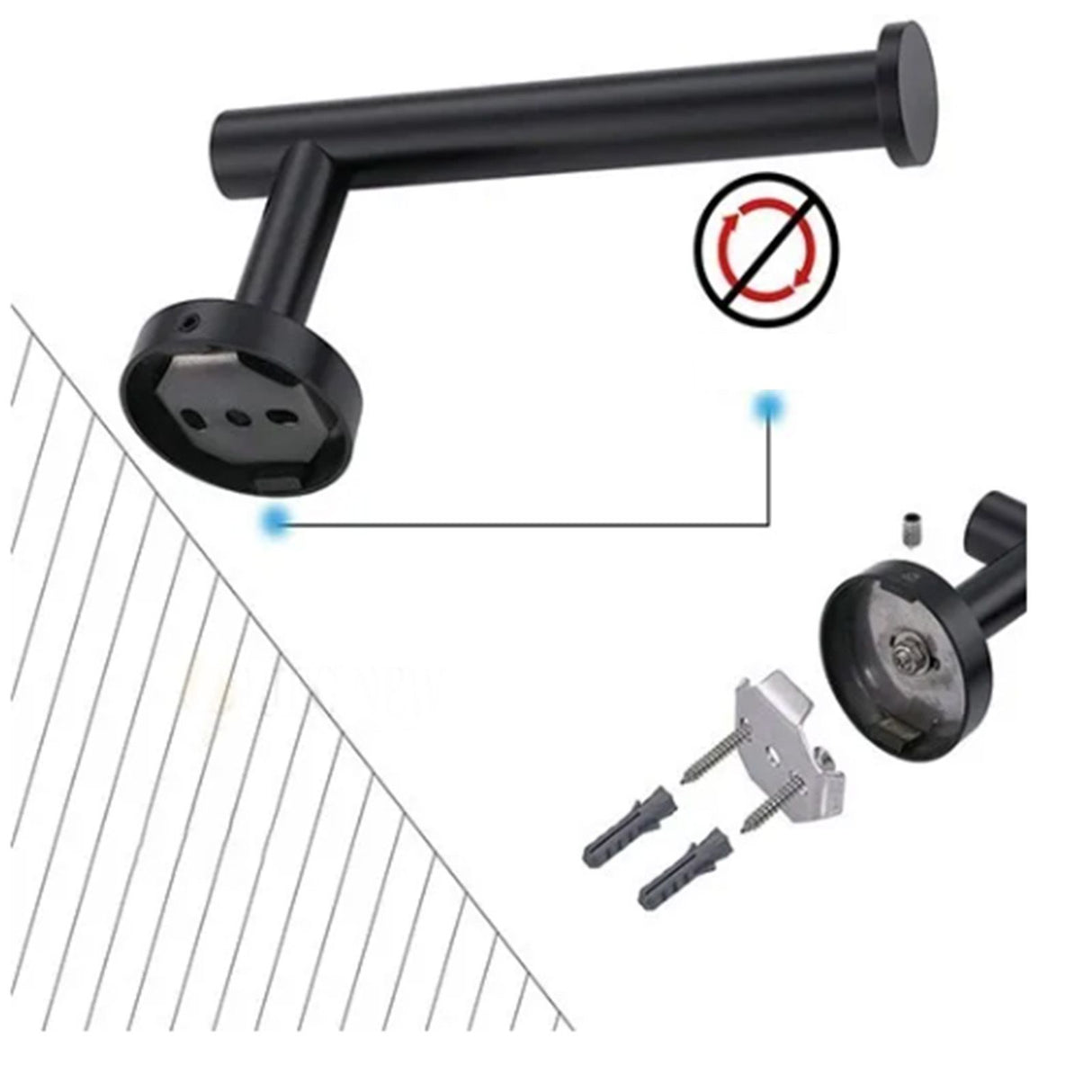Paper Towel Holder Stainless Steel Black Matte Cylindrical Paper Towel Hanging Shelf for Home