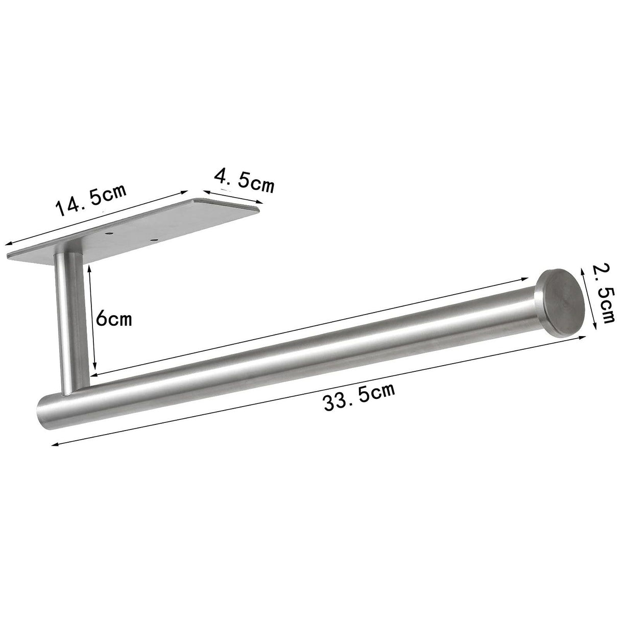 Paper Towel Holder 304 Stainless Steel Space Saving Decorative Practical Waterproof Hanging Paper Towels Rolls Holder for Home Quadrate Bottom Long Silvery