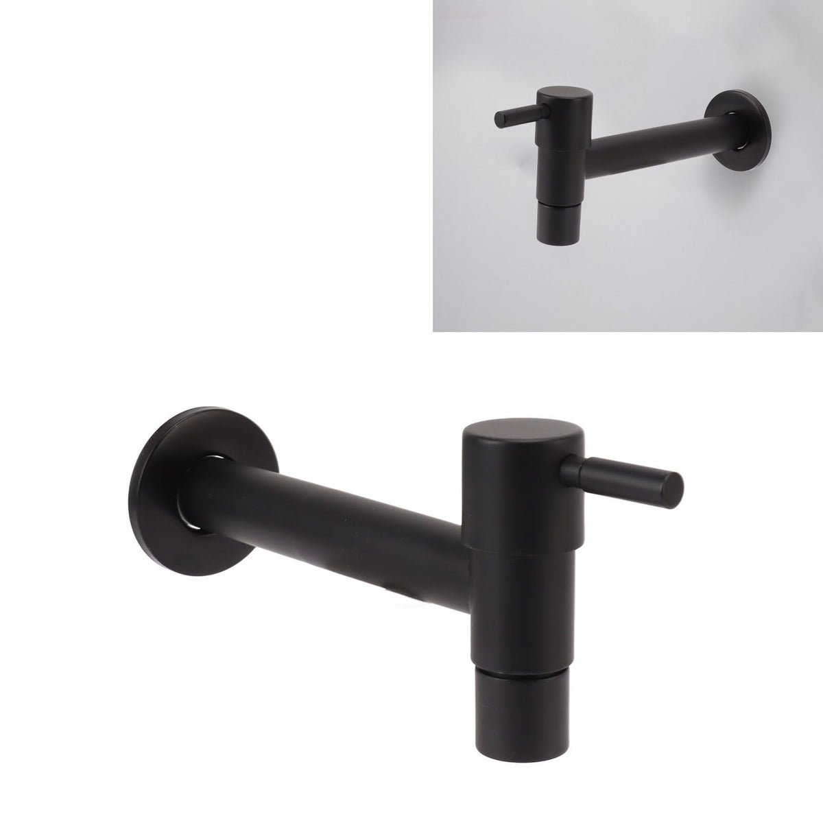 G1/2 Wall Mounted Cold Water Tap 304 Stainless Steel Single Handle Cold Faucet Bathroom Garden Faucet Tap Black for Mop Pool