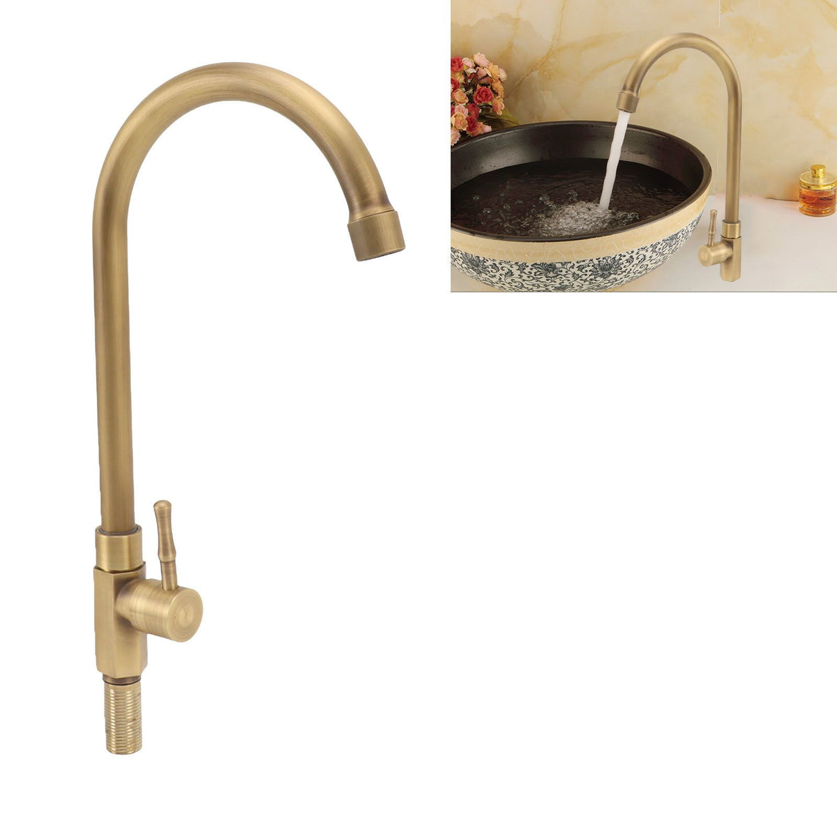 Antique Brass Bathroom Sink Faucet Single Handle Vanity Tap Splash Proof Bathroom Faucet for Home Commercial Use