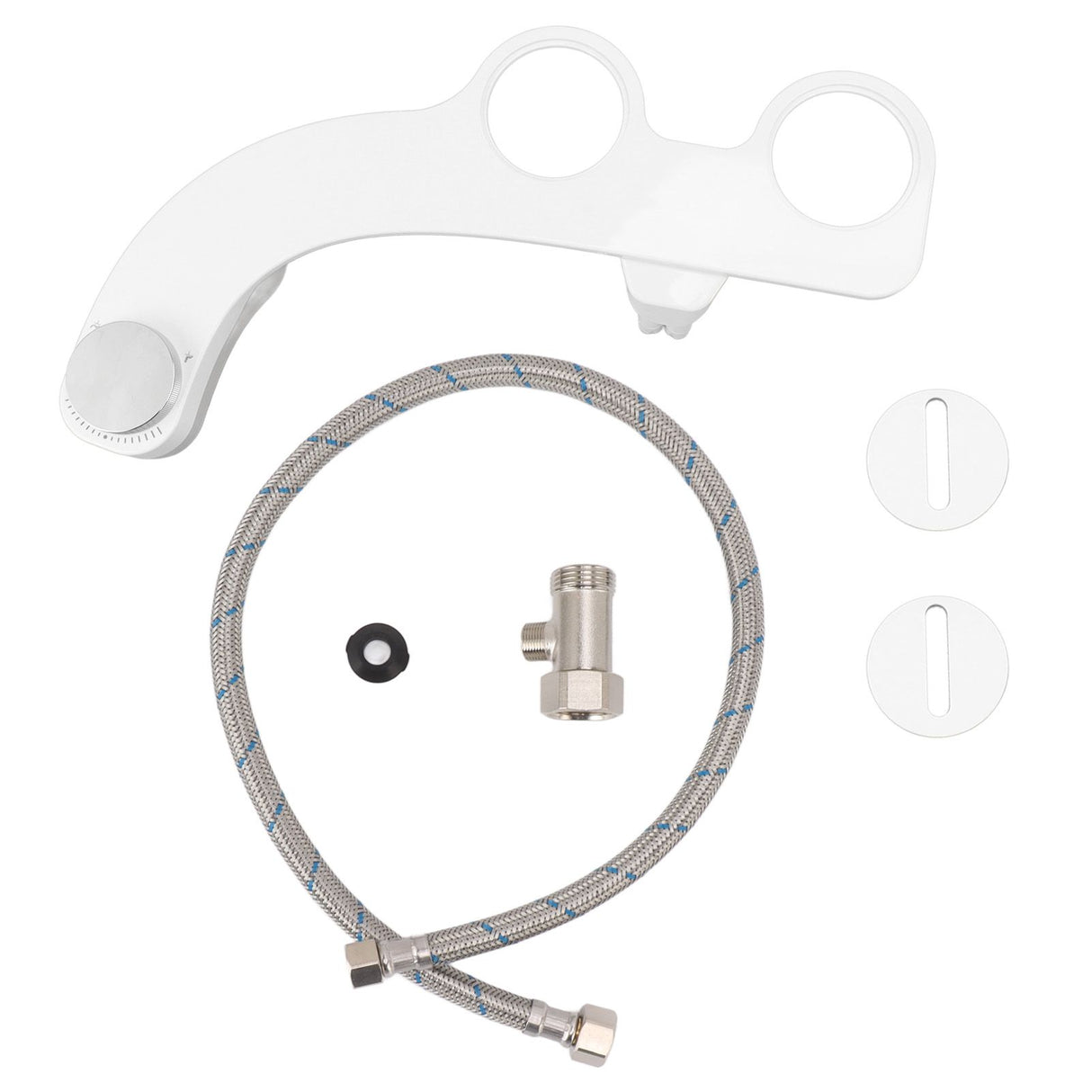 Bidet Attachment with Dual Nozzles Non Electric 7/8 Copper Tee Self Cleaning Water Bidet for Frontal and Rear Wash