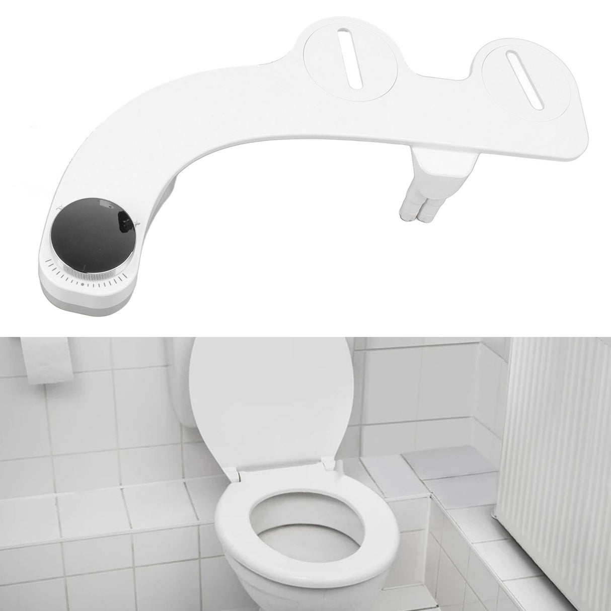 Bidet Attachment with Dual Nozzles Non Electric 7/8 Copper Tee Self Cleaning Water Bidet for Frontal and Rear Wash
