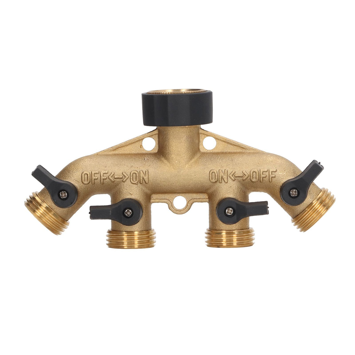 4 Way Water Splitter Brass Ball Valve Distributor for Garden Watering Agricultural Irrigation Car Washing US Style