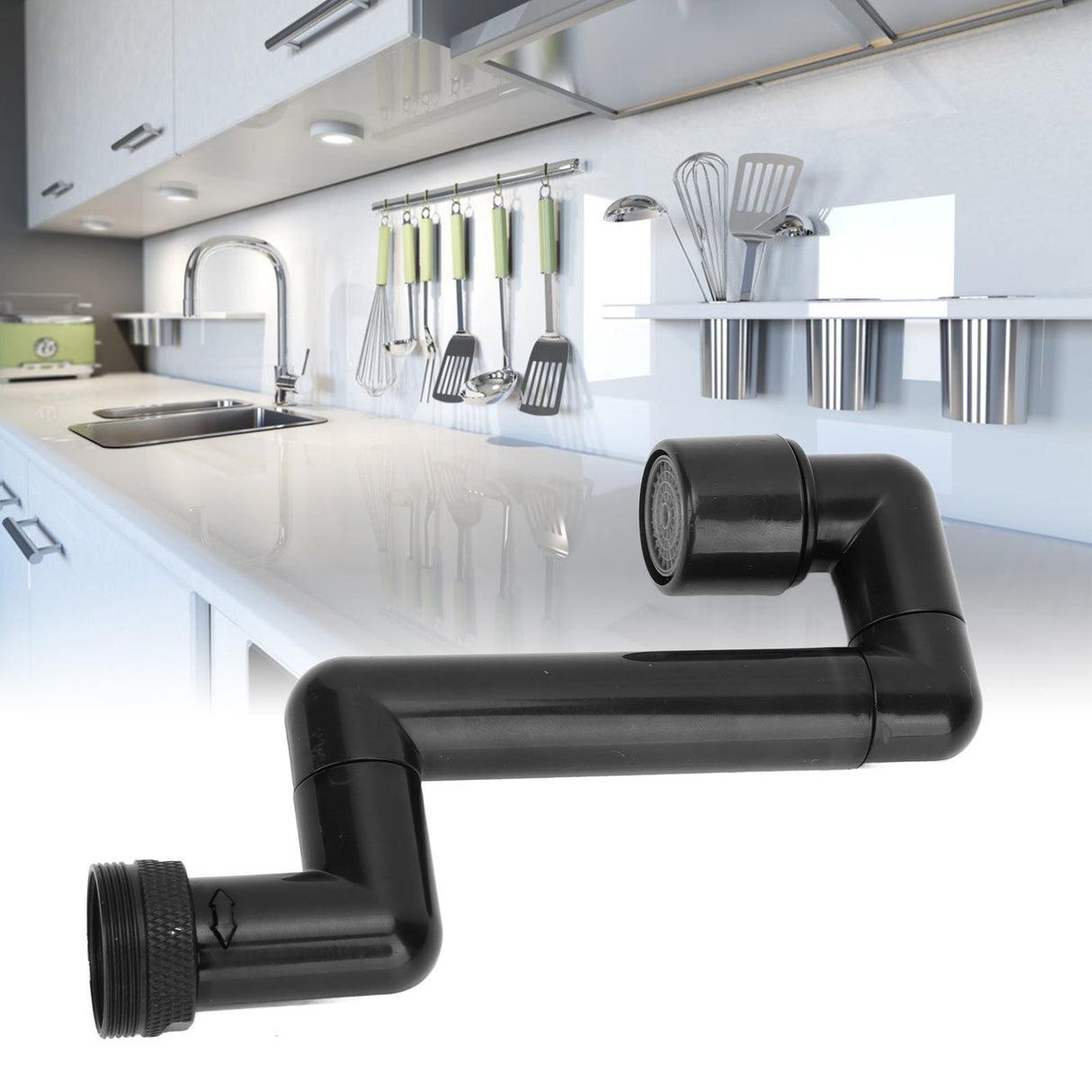 Rotating Telescopic Faucet Mechanical Swivel Arm Faucet for Kitchen Bathroom Sink Washbasin Black