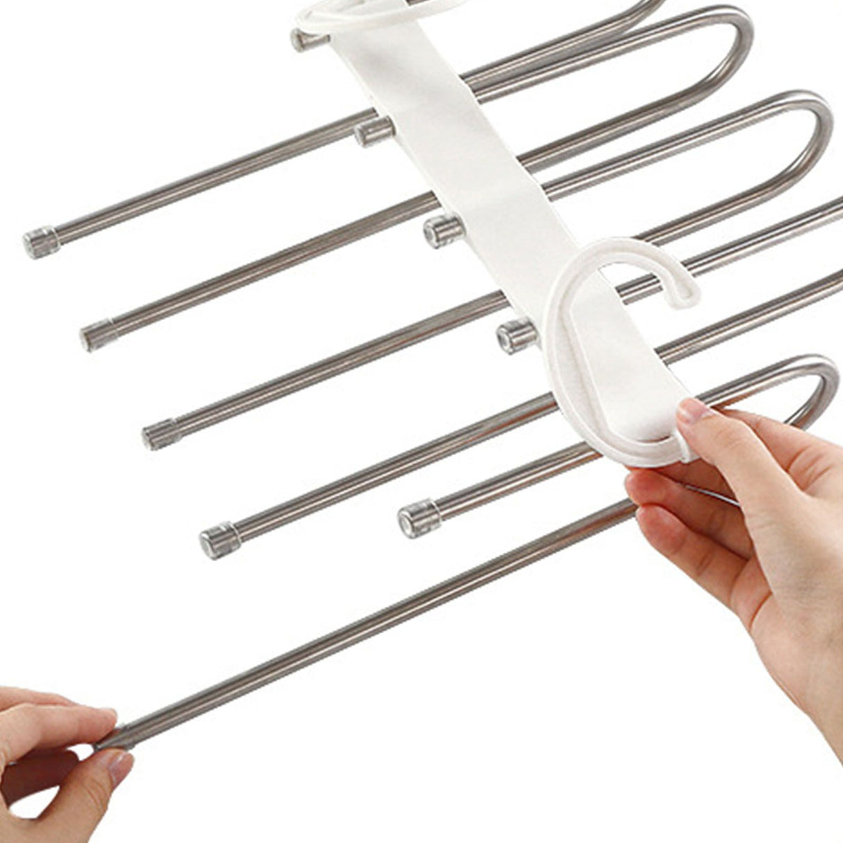 White Foldable Pants Rack Hanger Multifunctional Multi Layer Pants Folding Trouser Hanging Rack