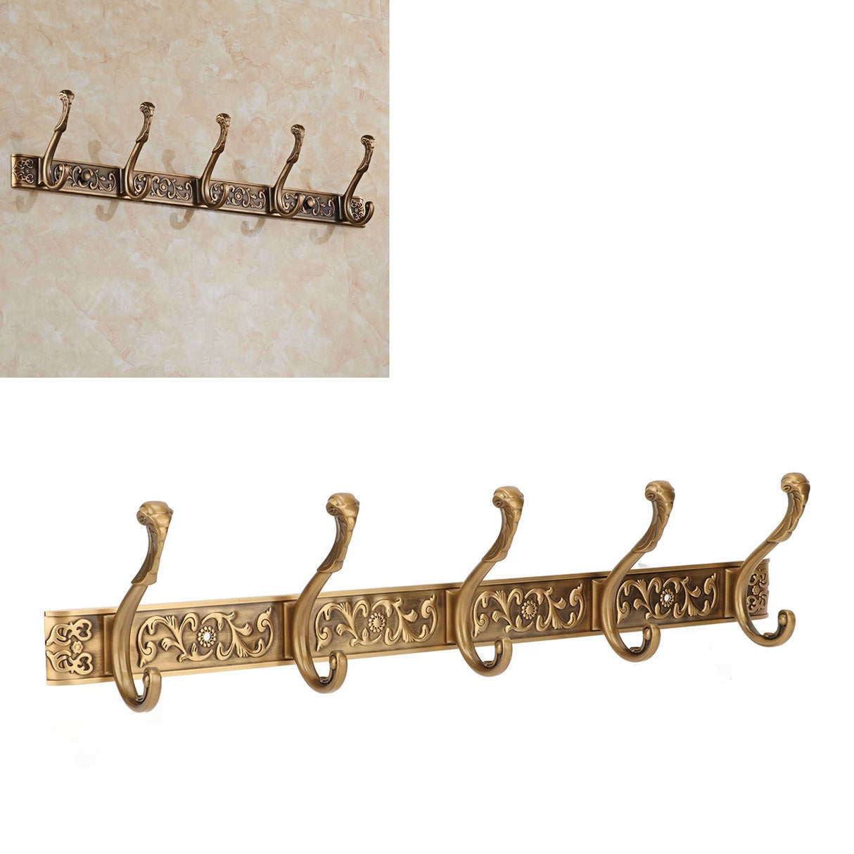 Rail Wall Hook Behind Door Mounted for Coat Hat Clothes Hanging Vintage Space Aluminum Hardware