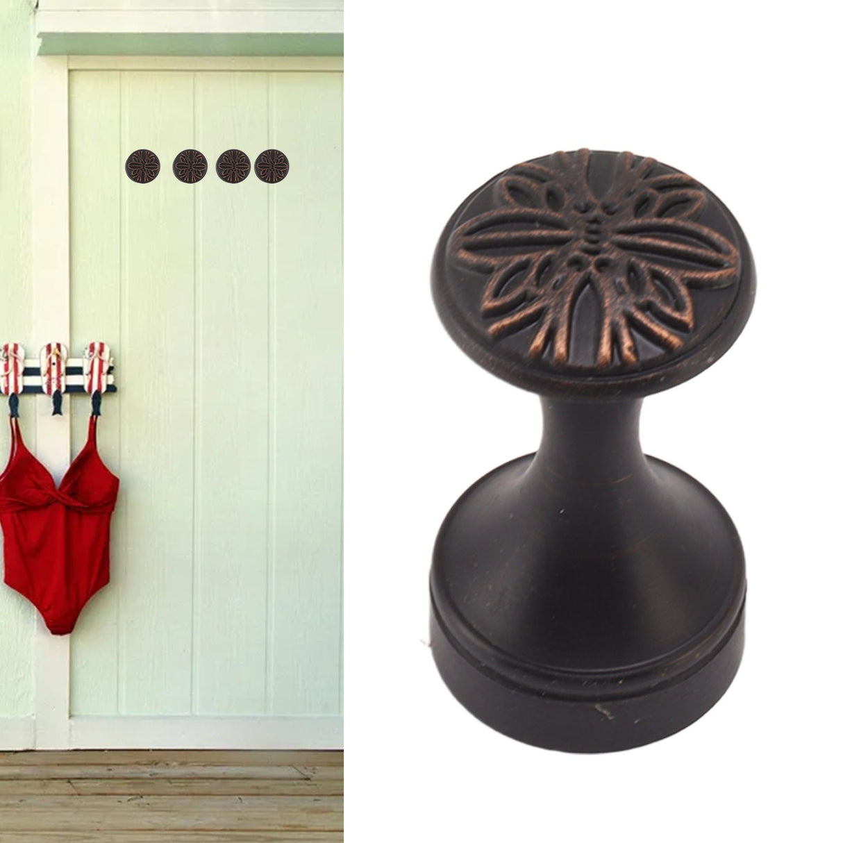 Bathroom Towel Hook Copper Retro Multifunctional Space Saving Wall Mounted Robe Hook for Door D Type