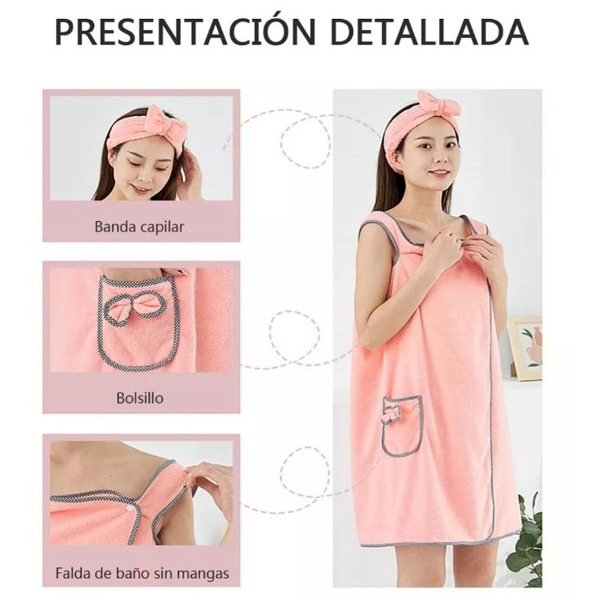 5Pcs Bath Towel Wrap Set Hair Drying Cap Headband Princess Hat Strong Water Absorption Wearable Bath Dress