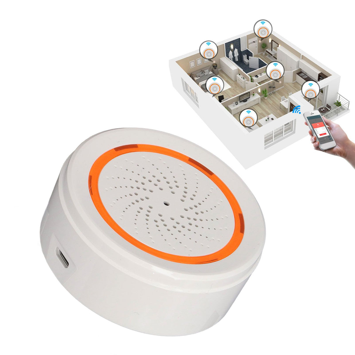 Audible Alarm Smart Siren Alarm 90db for Zigbee3.0 Communication Protocol 5V 1A for Tuya Wireless Alarm for Security