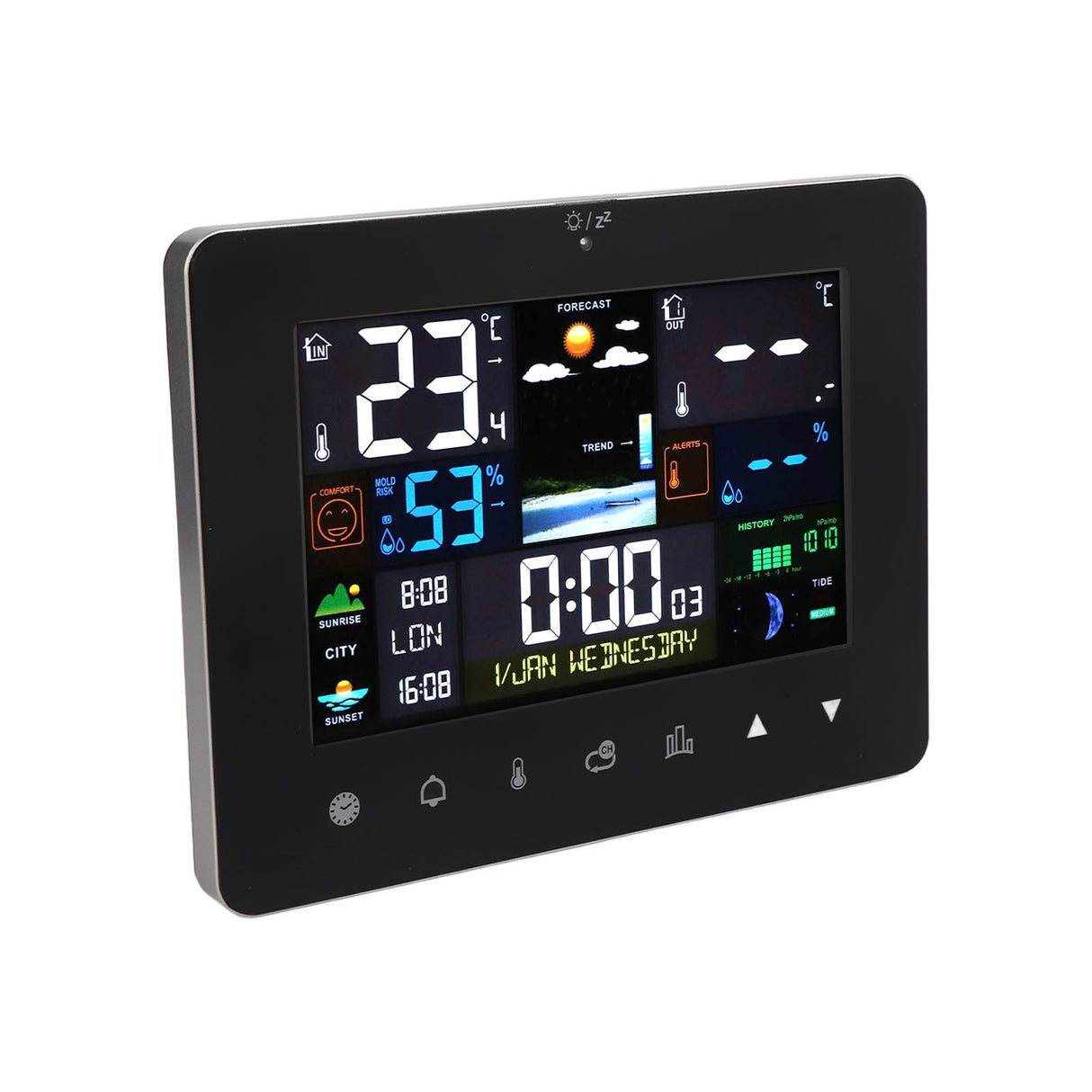 Colorful Touch Screen Digital Weather Forecast Station Wireless Indoor Outdoor Thermometer
