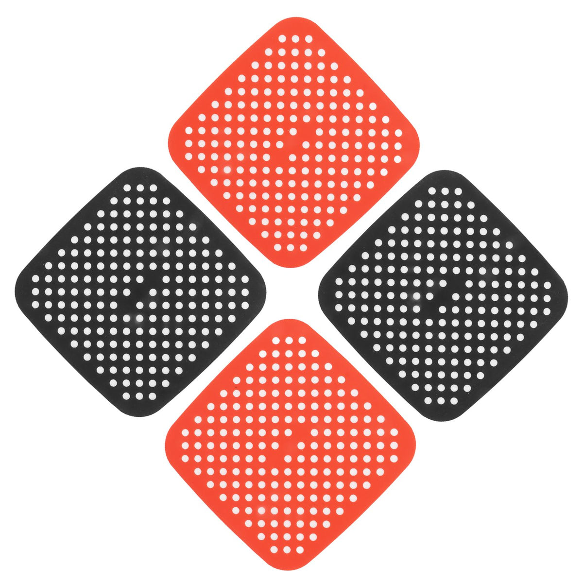 Reusable Air Fryer Mats Stick Proof Dishwasher Safe Oil Resistant Silicone Air Fryer Liner for Oven Red Black 4pcs 21cm/8.3in