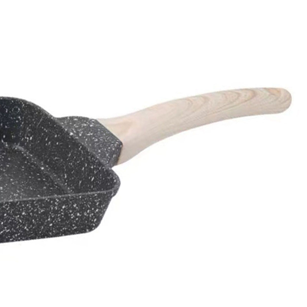 Frying Pan Aluminium Fast Conduction 3 Layers Thickened Wooden Handle Cooking Skillet for Family Kitchen