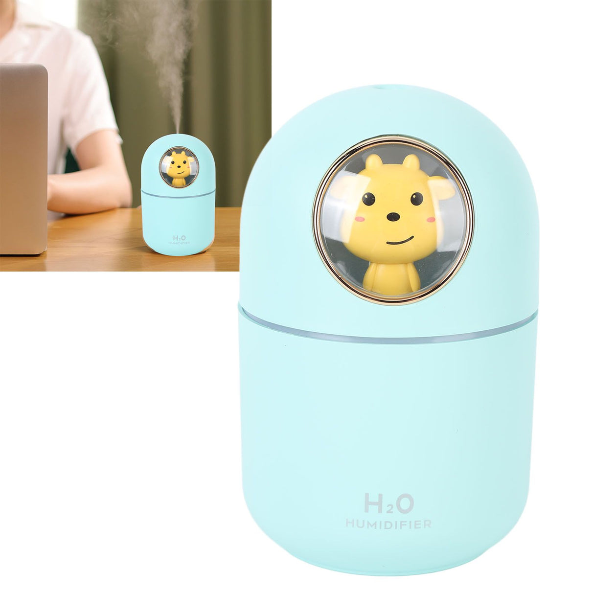 Humidifier Aroma Diffuser USB Power Supply 300ml Capacity Auto Shutdown Home Decoration for Room Office Blue Cow