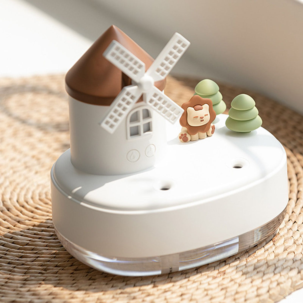 Humidifier Music Box with Warm Night Light Dual Spray Wireless Small Table Humidifier for Bedroom Office White