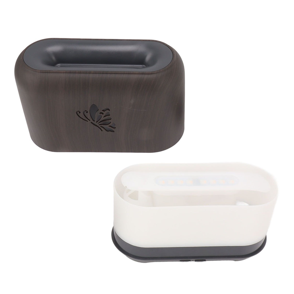 150ml Flame Diffuser Humidifier Prevents Dryness Silent Operation Wood Grain Humidifier with 7 Color Lights for Bedroom Office Deep Grain
