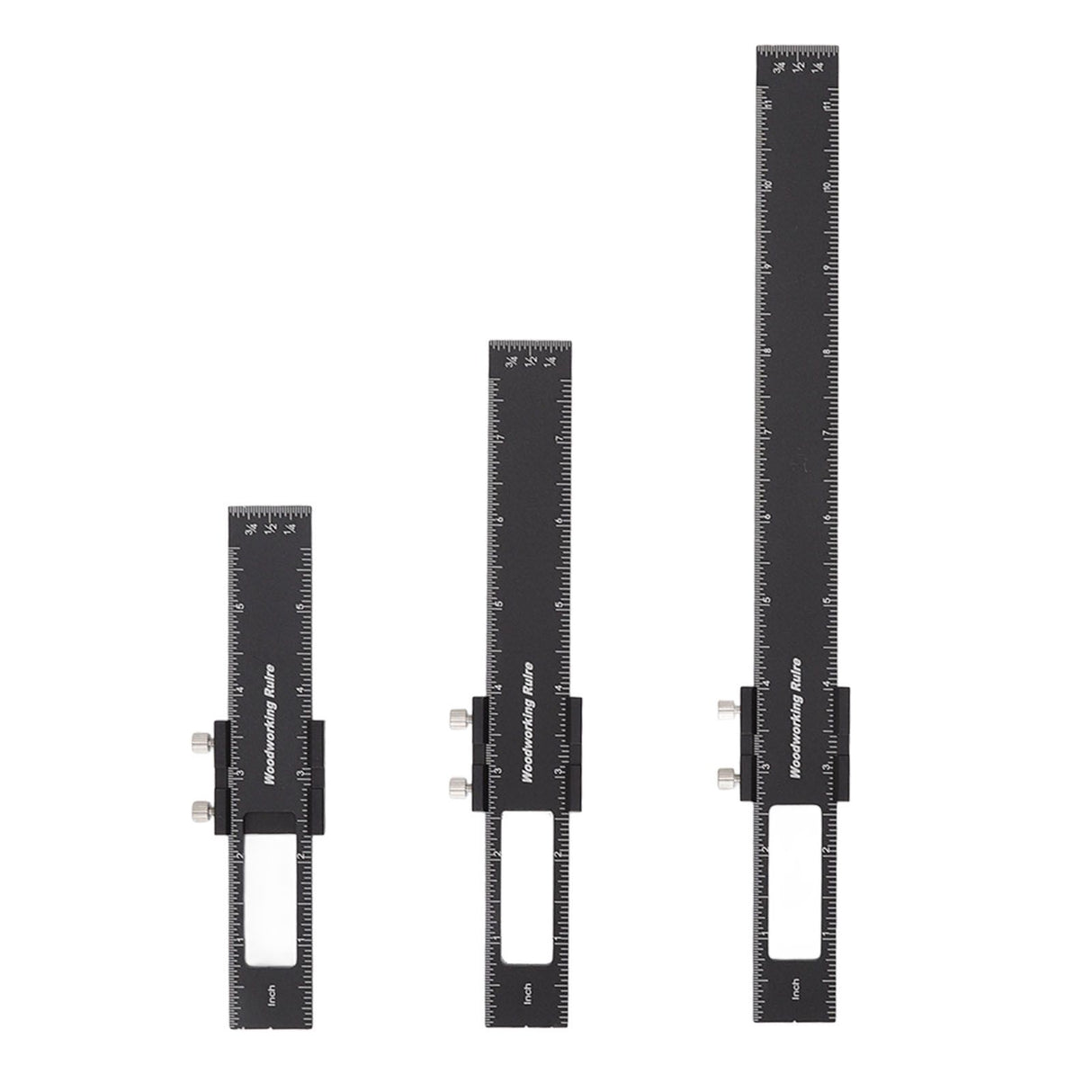 3 Pcs Woodworking Ruler Set Aluminium Alloy T Type Scribing Marking Measuring Ruler with Slide Stops