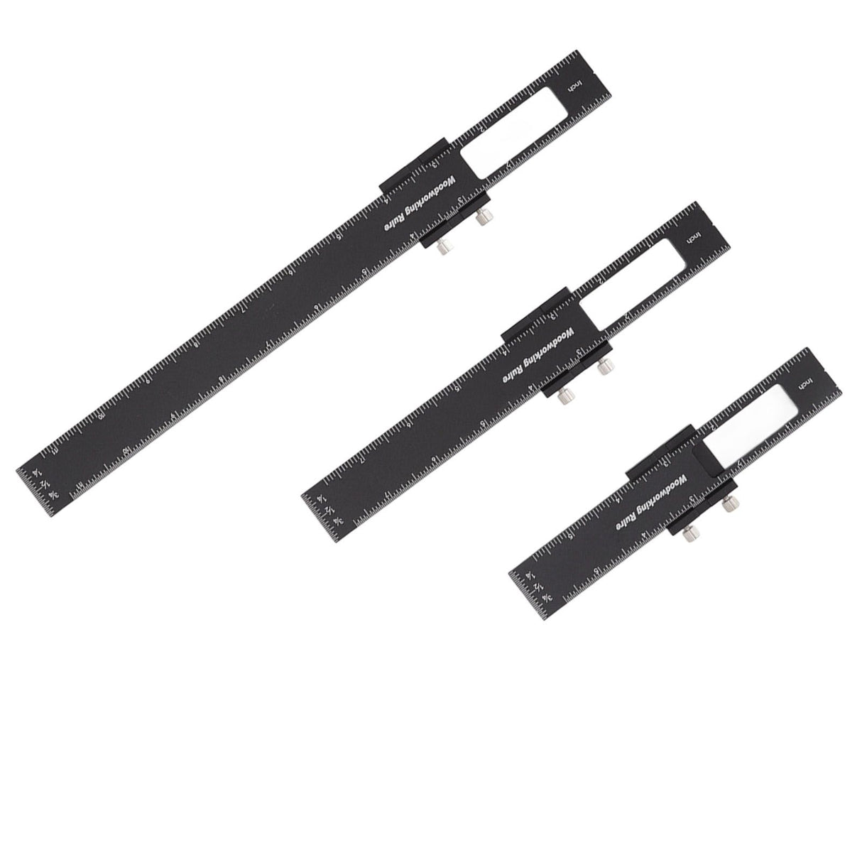 3 Pcs Woodworking Ruler Set Aluminium Alloy T Type Scribing Marking Measuring Ruler with Slide Stops