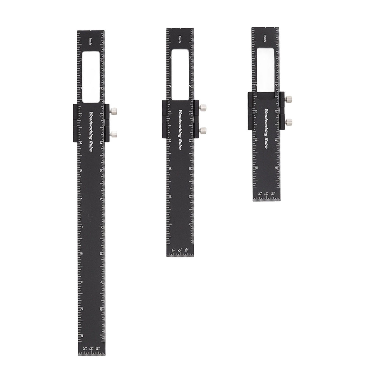 3 Pcs Woodworking Ruler Set Aluminium Alloy T Type Scribing Marking Measuring Ruler with Slide Stops