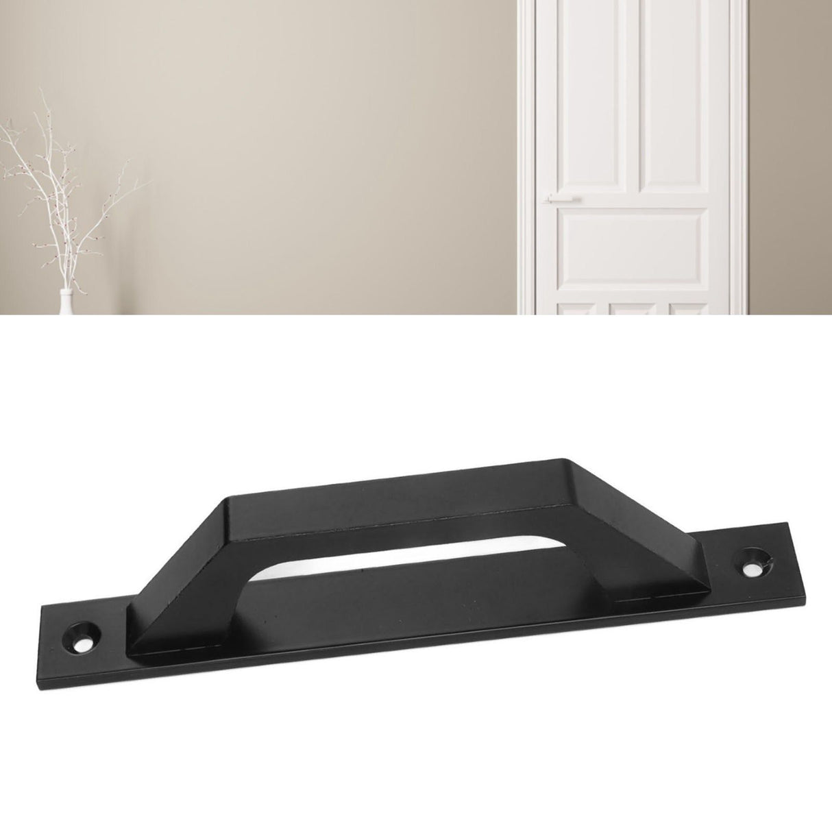 Sliding Door Handle Metal Electroplating Cabinet Barn Door Pull Handle with Mounting Screws Black
