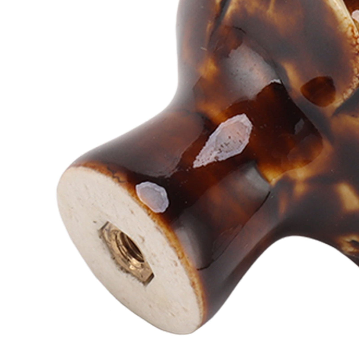 6Pcs Cabinet Knob Rose Flower Shape Delicate Ceramic Knob for Dresser Drawer Leopard White