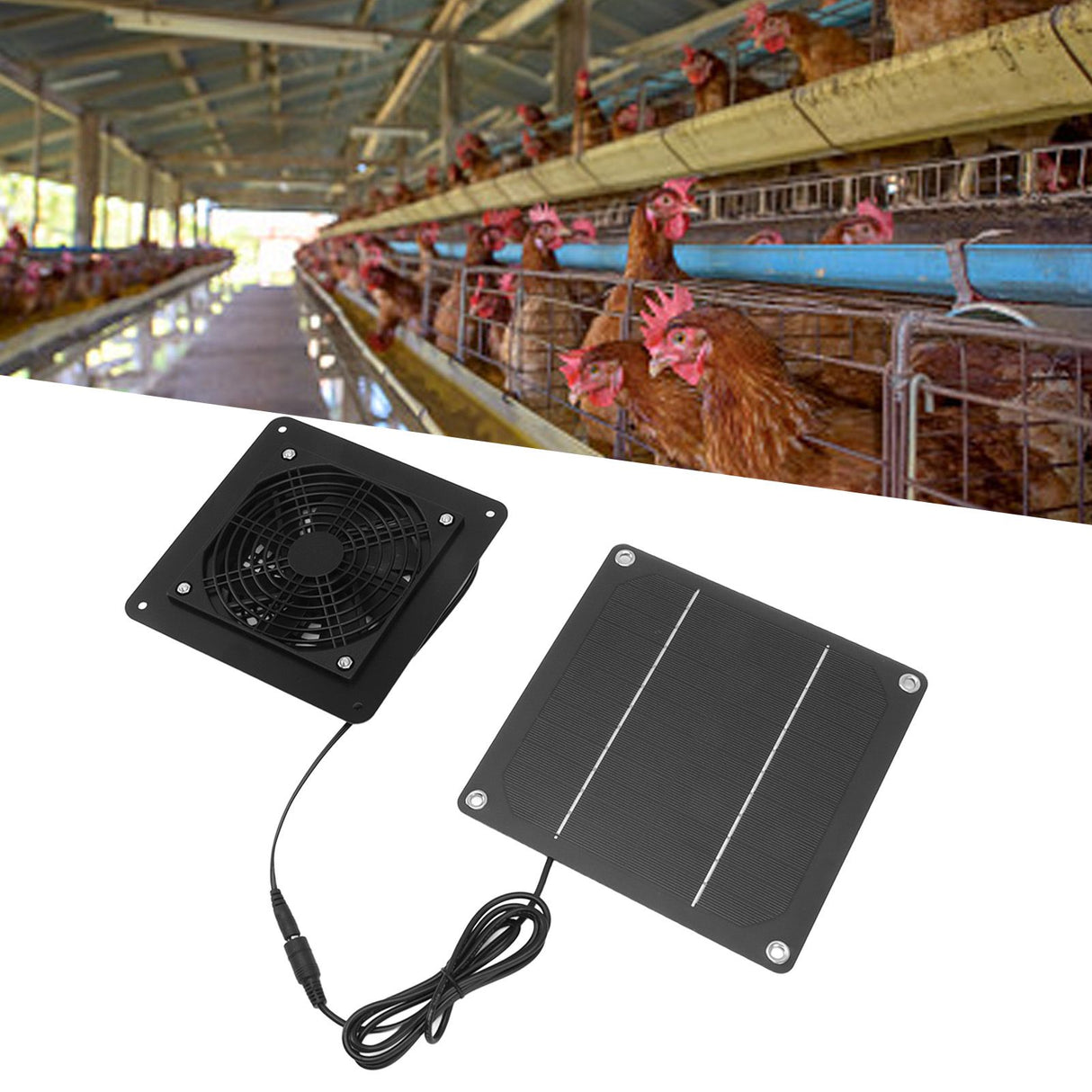 10W Solar Panel Fan Kit High Speed Solar Panel Powered Fan with 150cm Cable Protection Net for Pet House Greenhouse