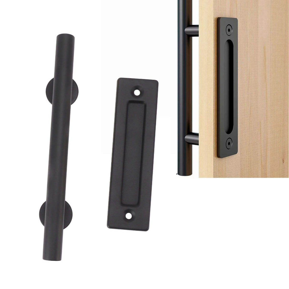 Sliding Barn Door Handle Black Carbon Steel Barn Door Handle for Cabinets Wardrobes