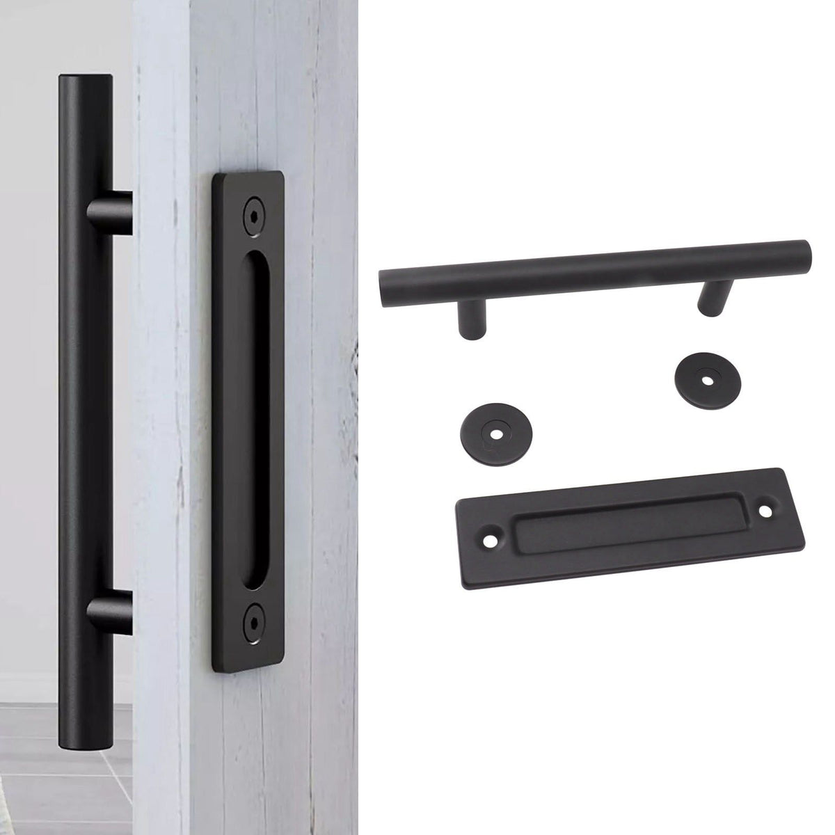Sliding Barn Door Handle Black Carbon Steel Barn Door Handle for Cabinets Wardrobes