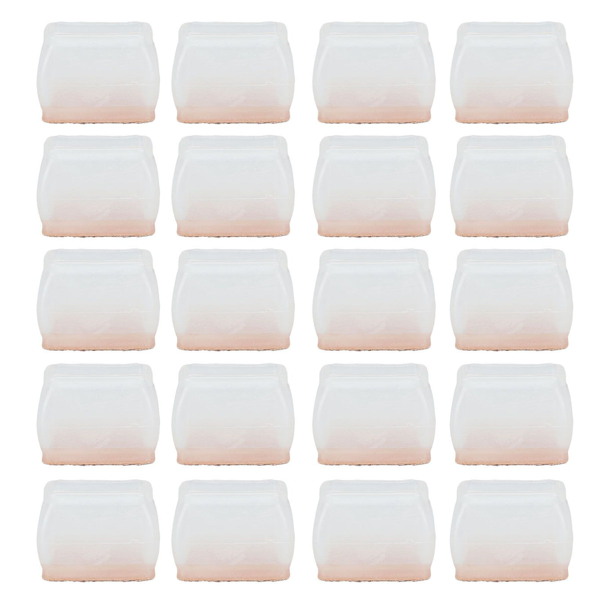 20Pcs Chair Leg Protector for Hardwood Floor Rubber Felt Furniture Pad Cover Non Scratches Noise Transparent Rectangle L