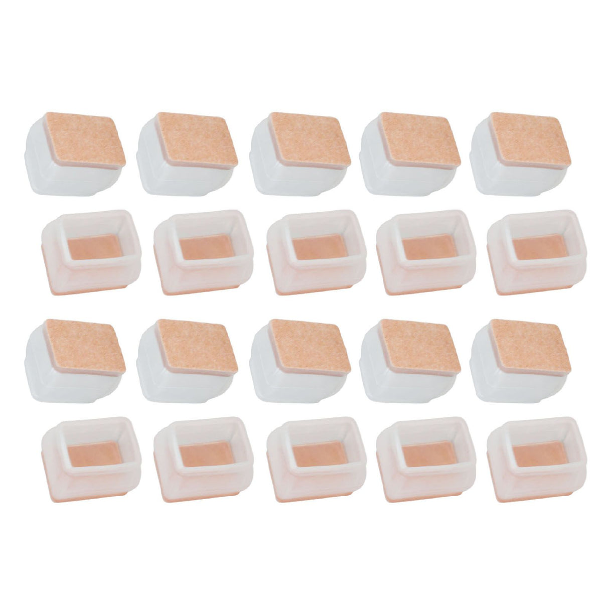 20Pcs Chair Leg Protector for Hardwood Floor Rubber Felt Furniture Pad Cover Non Scratches Noise Transparent Rectangle L