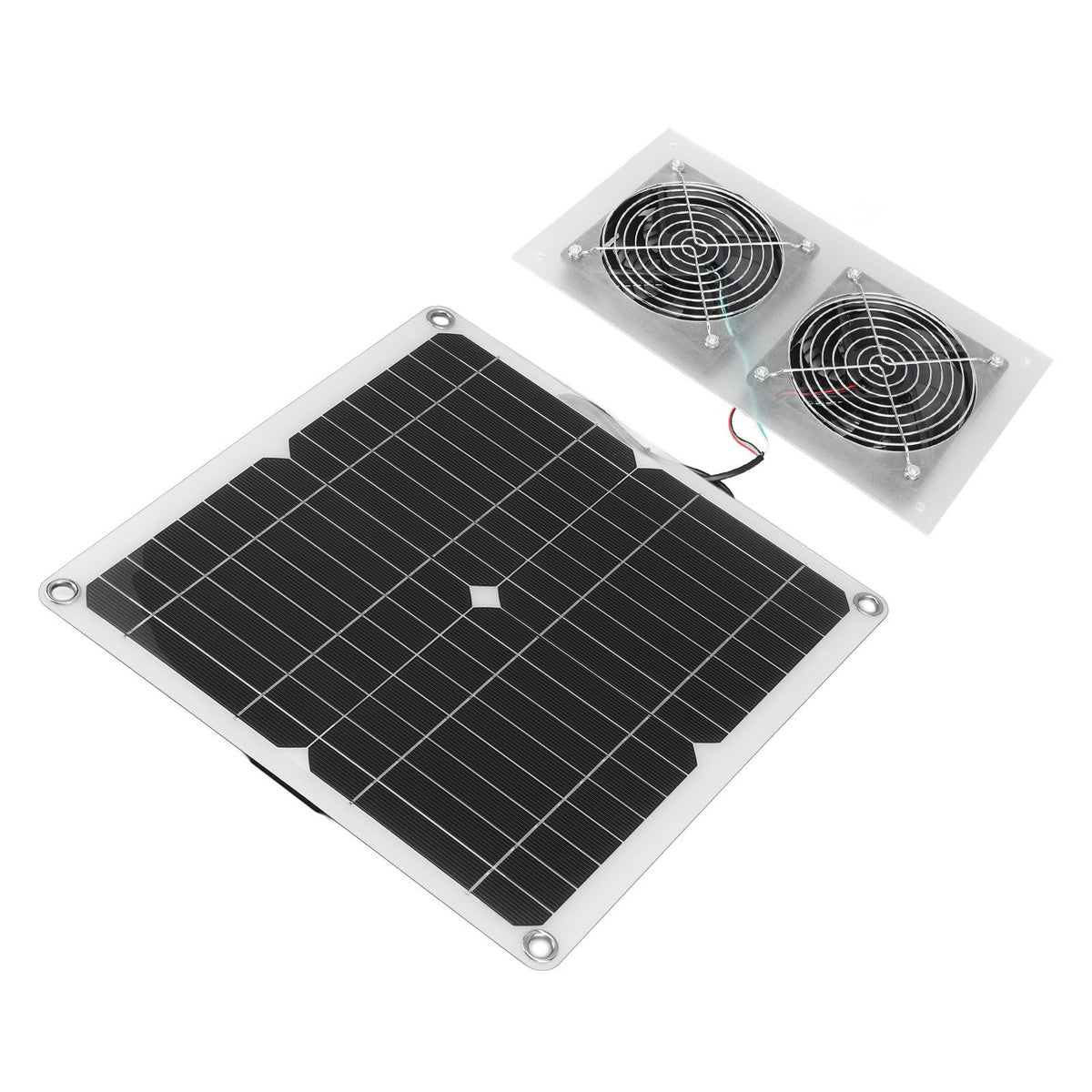 25W Solar Panel Fan Kit IPX65 Waterproof Low Noise Efficient Solar Powered Dual Fan for Chicken Coop Kennel Barn
