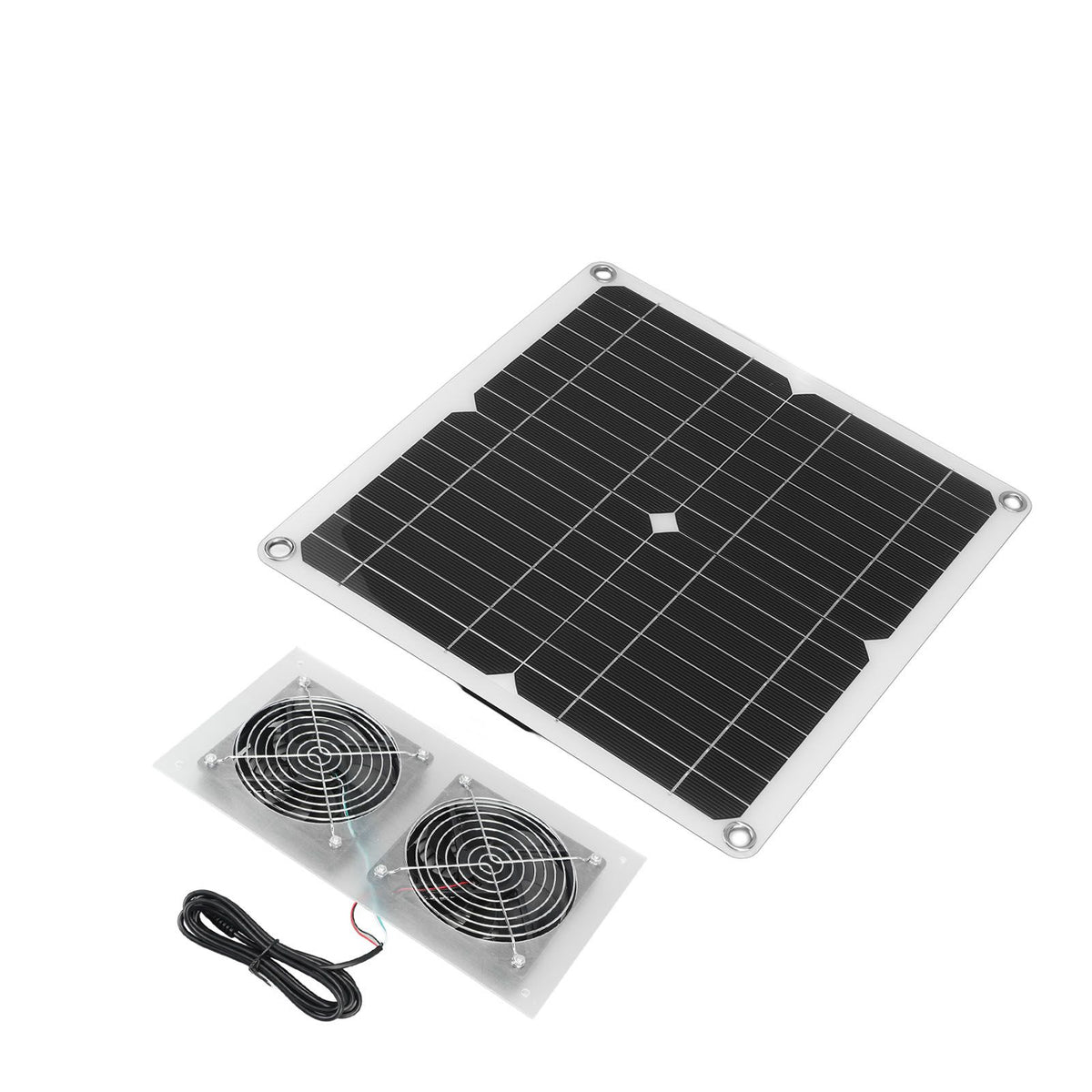 25W Solar Panel Fan Kit IPX65 Waterproof Low Noise Efficient Solar Powered Dual Fan for Chicken Coop Kennel Barn