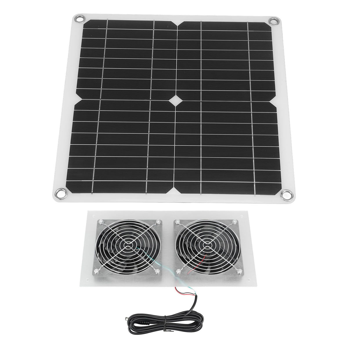 25W Solar Panel Fan Kit IPX65 Waterproof Low Noise Efficient Solar Powered Dual Fan for Chicken Coop Kennel Barn