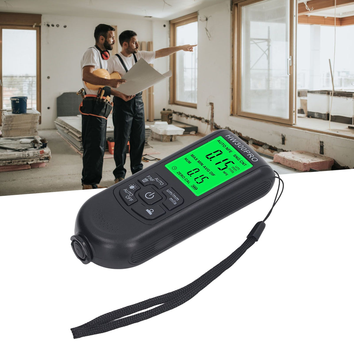 Coating Thickness Gauge High Accuracy Paint Depth Gauge Meter Antislip Thickness Meter Gauge Black