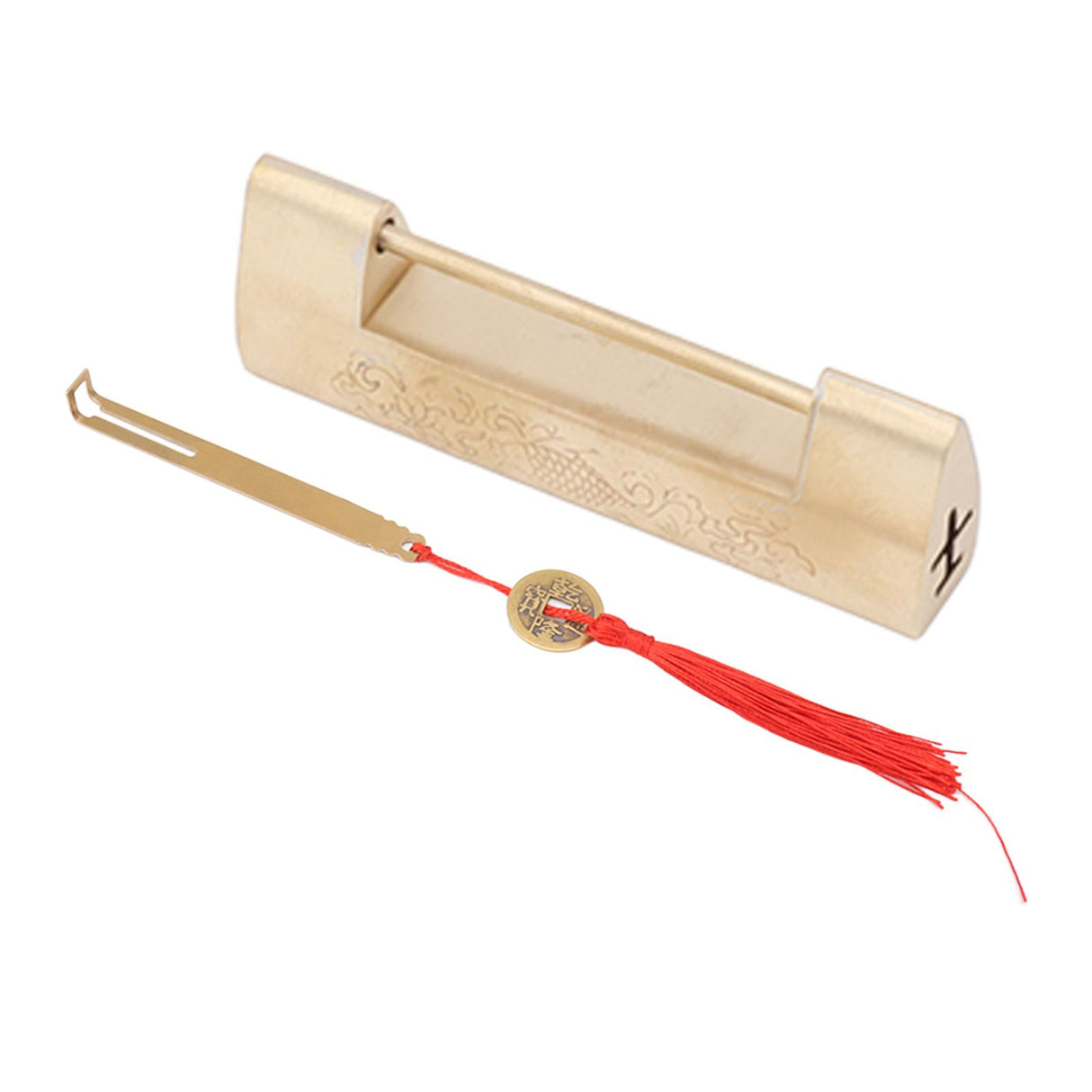 Antique Style Lock Spacing 5.9cm Auspicious Fish Lock Chinese Locks Small Brass Locks Antique Padlock Brass Color