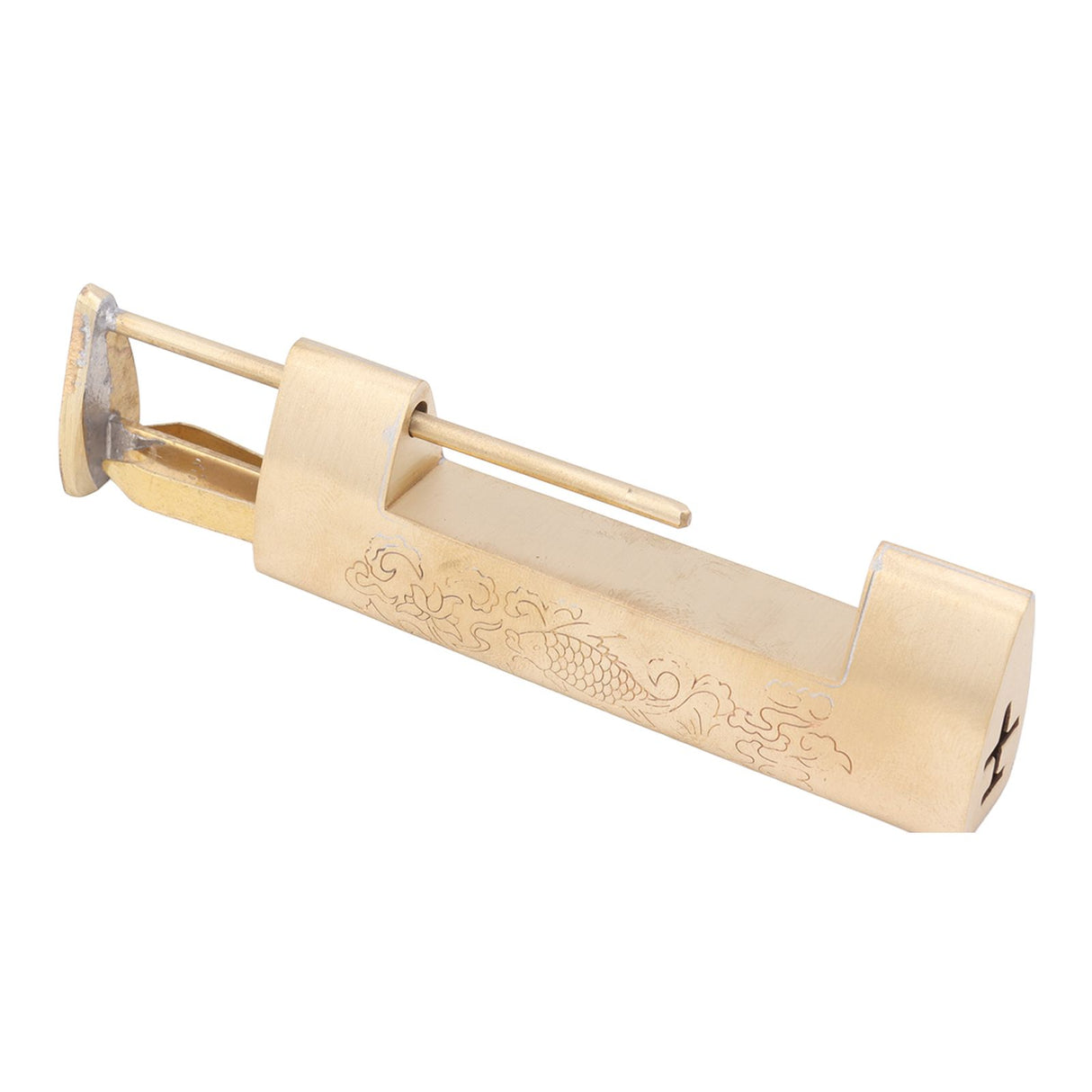 Antique Style Lock Spacing 5.9cm Auspicious Fish Lock Chinese Locks Small Brass Locks Antique Padlock Brass Color